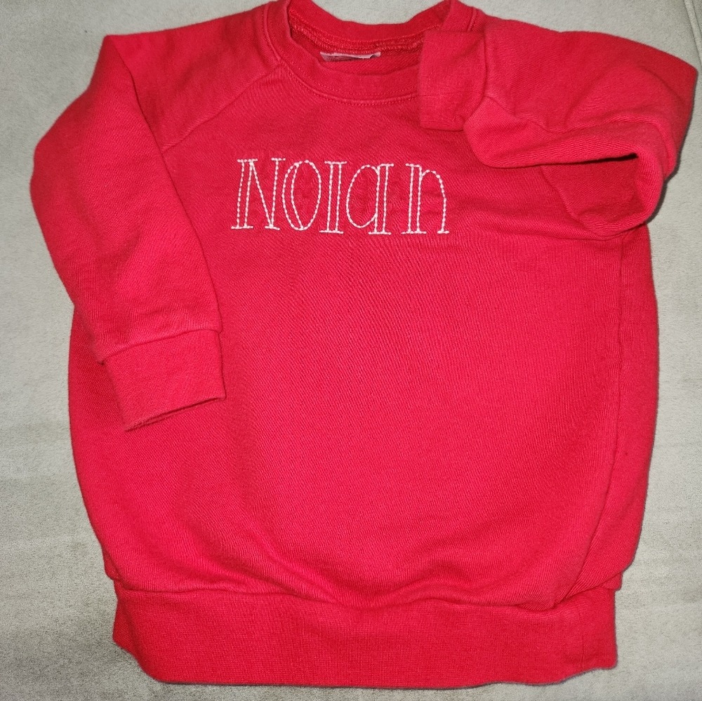 Red Sweatshirt with Nolan Embroidery
